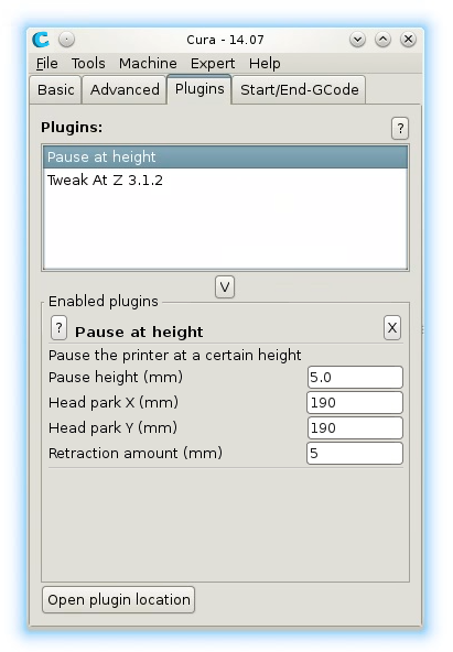 Cura enabled plugins dialog