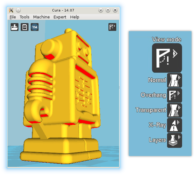 Cura overhanging view mode