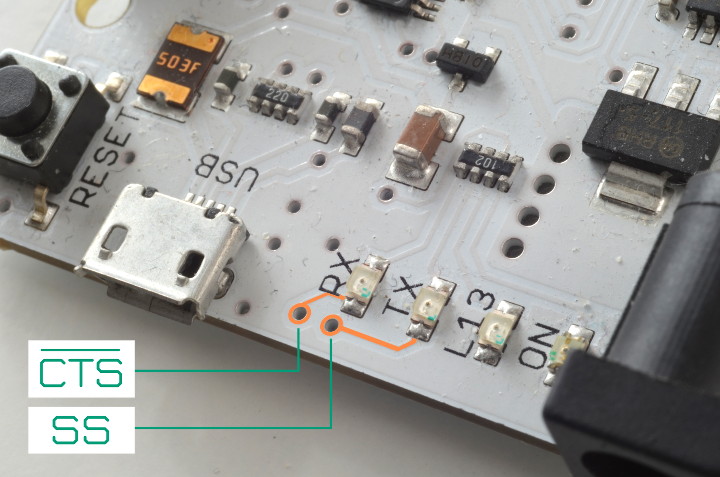 Modificación Arduino Leonardo para añadir los pines SS y CTS