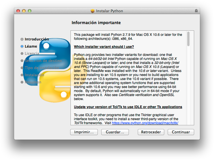 Python MAC información importante