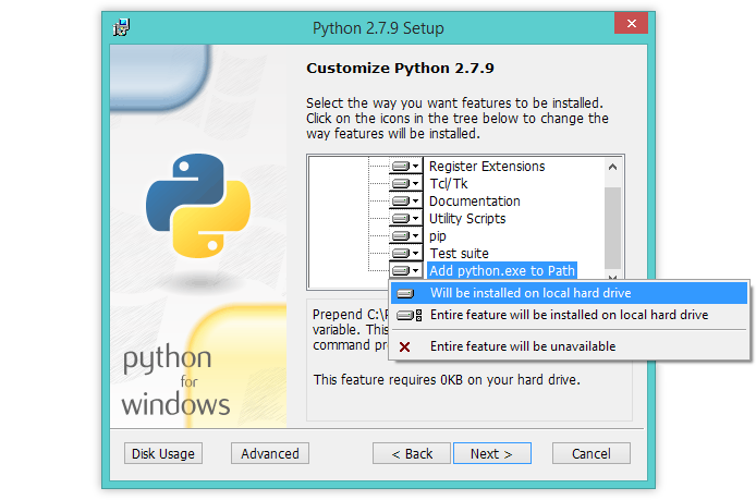 Python instalar Windows path