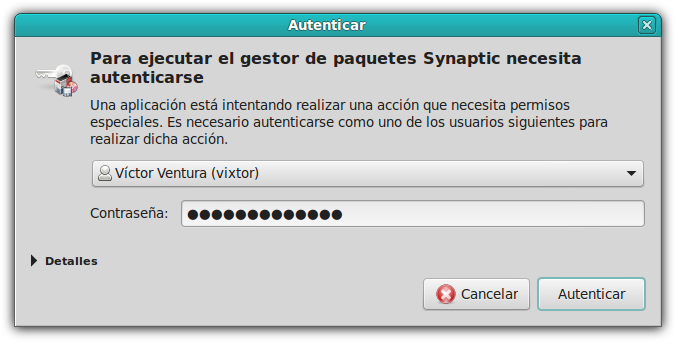 autenticar synaptic linux guadalinex