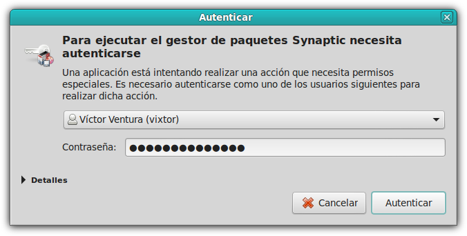 Autenticar por contraseña el acceso a Synaptic en Guadalinex Cinnamon