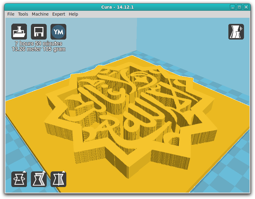 Estrella de la Alhambra convertida a 3D con Cura