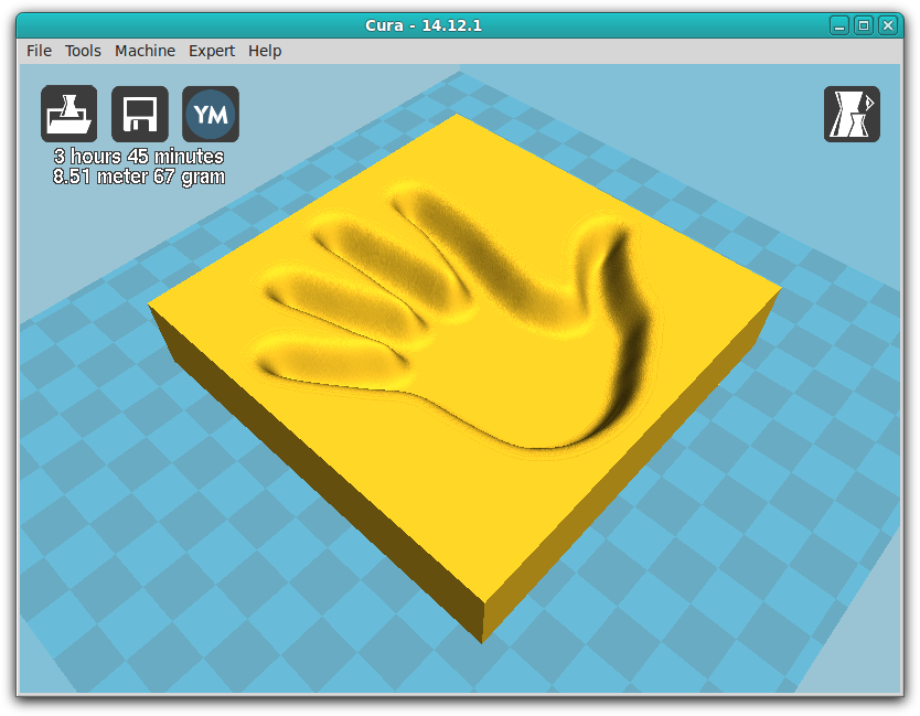 Modelo 3D invertido generado en Cura con una imagen