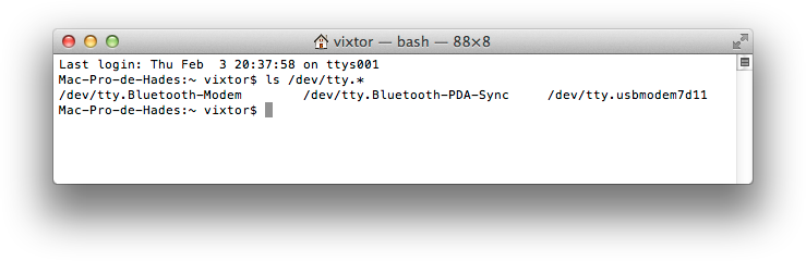 Apple Mac OS X ls dev tty