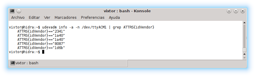 Información del fabricante con udevadm info