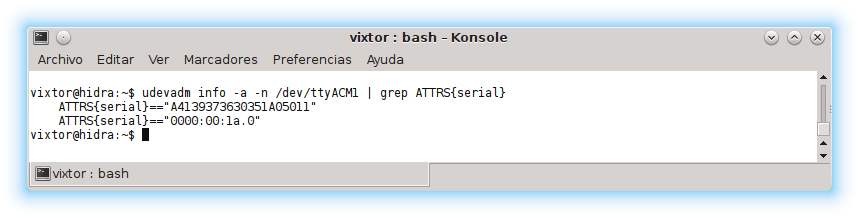 Información del número de serie con udevadm info