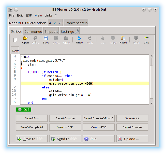 IDE ESPlorer para programar en Lua la placa de desarrollo NodeMCU basada en ESP8266