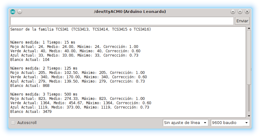 monitorización color balance blanco corrección familia TCS34