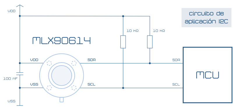 Circuito de aplicación I2C del MLX90614 SMBus I2C termómetro infrarrojos Arduino