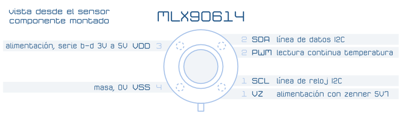 Pinout MLX90614 SMBus I2C termómetro infrarrojos sensor temperatura módulo Arduino