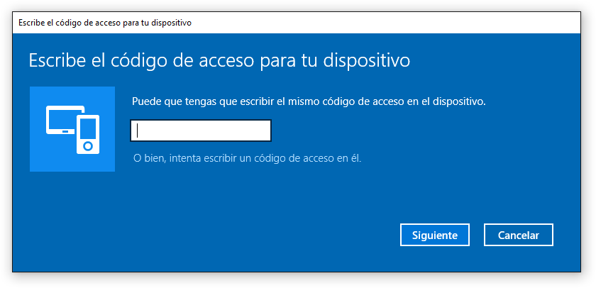 Escribir el código del dispositivo Bluetooth para emparejarlo en Windows