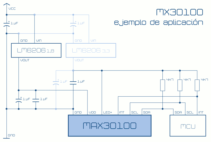 MAX30100 diagrama de conexión del oxímetro de pulso y sensor de latido