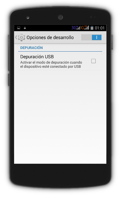 Processing Android ajustes depuración USB