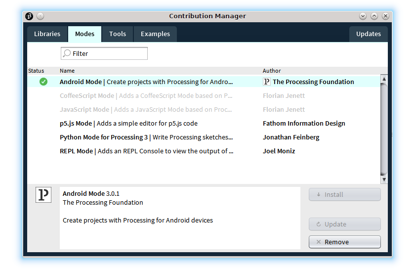 Processing Android desinstalar modo programación borrar