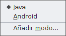 Processing Android modo programación elegir menú