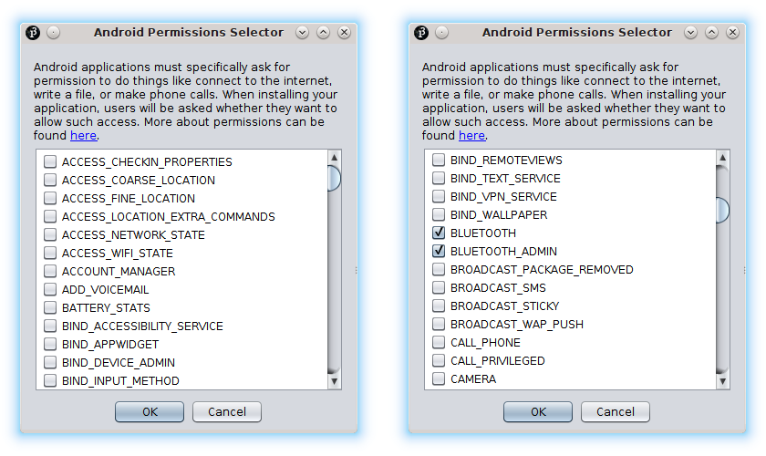 Processing Android selector de permisos