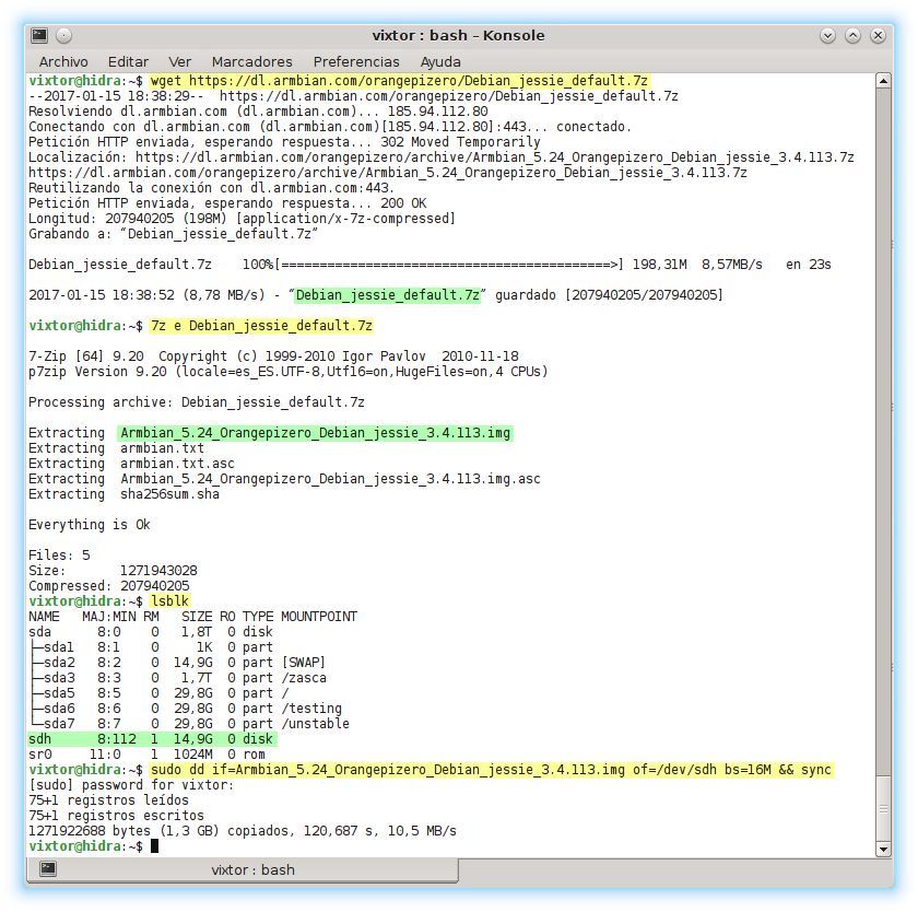 Armbian Orange Pi Zero instalar Linux tarjeta MicroSD