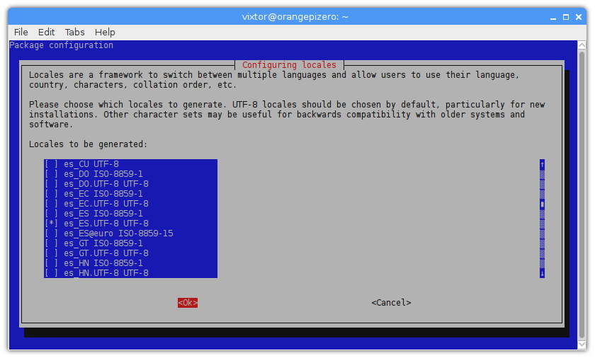 Configurar idiomas Armbian ARM Linux SBC sudo dpkg-reconfigure locales