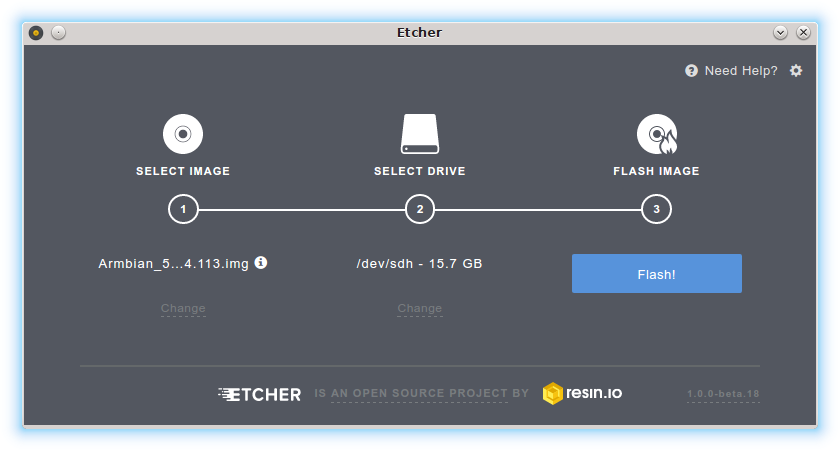 Etcher grabar imagen Linux Armbian tarjeta MicroSD SBC Raspberry Pi Orange Pi Zero