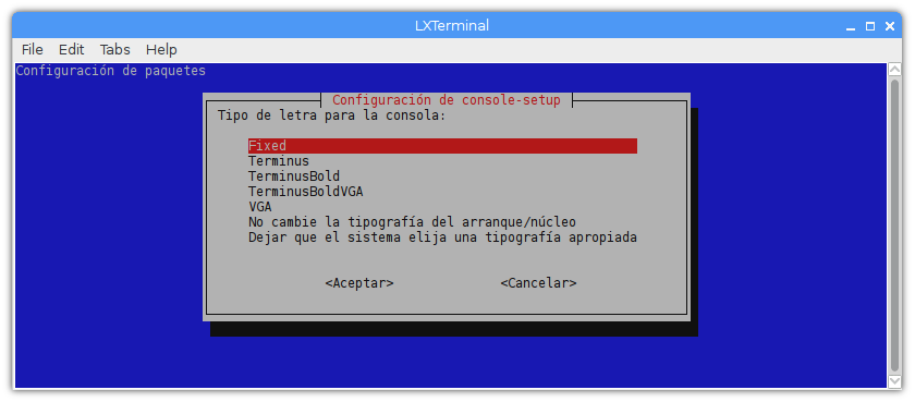 Instalar Linux SBC dietpi configuración consola tipo de letra tipografía
