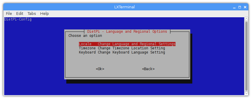Instalar Linux SBC dietpi configuración regional idioma teclado zona horaria