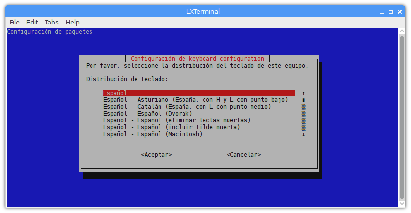 Instalar Linux SBC teclado configurar idioma distribución