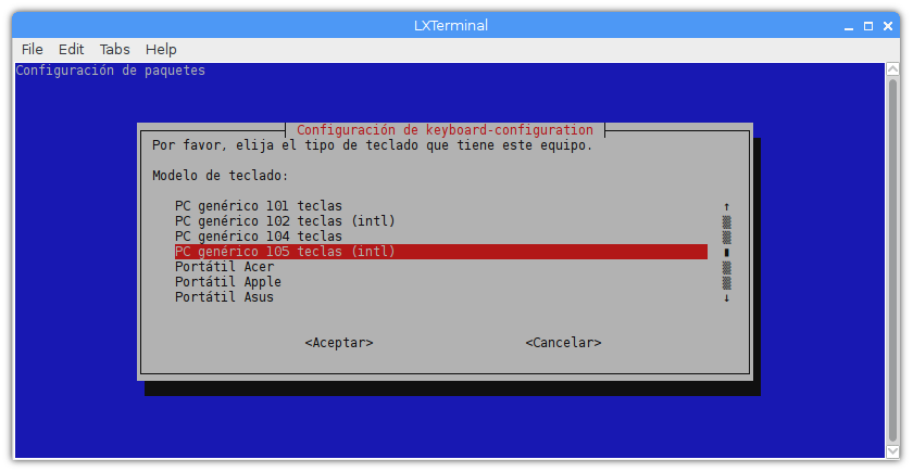 Instalar Linux SBC teclado configurar idioma modelo