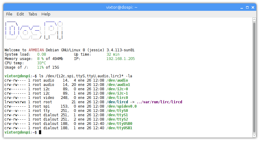 Linux Armbian ARM Raspberry permiso dev dispositivos driver hardware grupo usuario