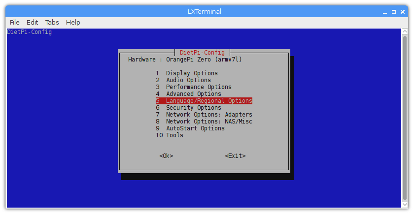 Linux DietPi Debian configurar local regional idioma SBC