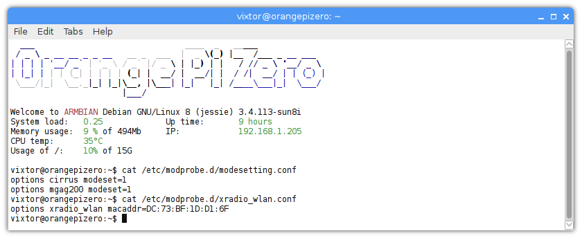 Linux SBC driver Armbian opciones módulo modprobe lsmod