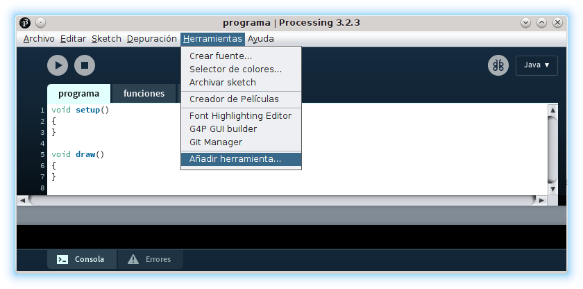 Processing Upload to Pi herramienta instalar