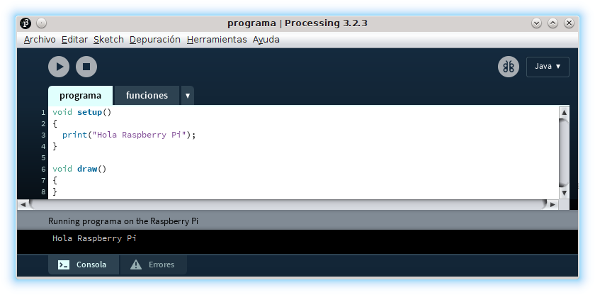 Processing Upload to Pi herramienta remoto log local